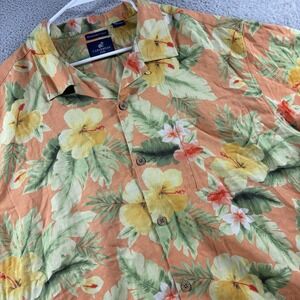 Caribbean Joe Washable Silk Shirt Mens XXXL 100% Silk Floral Button Up Beach